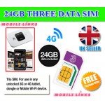 3 Mobile 4G Trio PAYG SIM Pack Preloaded with 24GB Data for Mobile Broadband